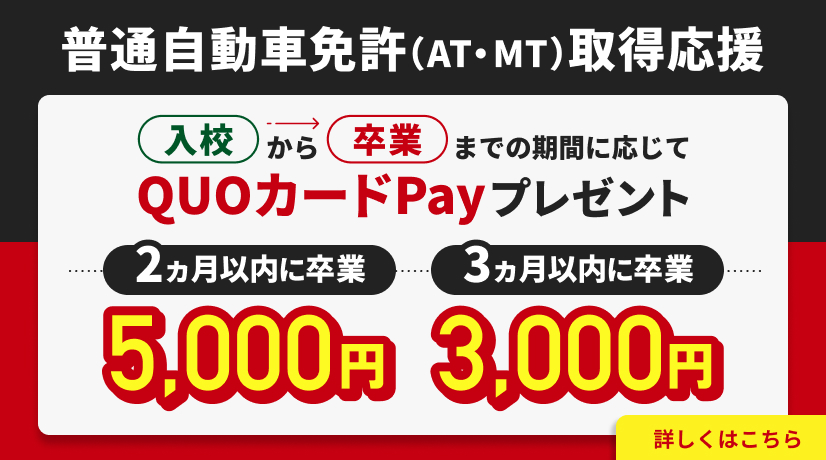  免許取得応援特典のご案内【普通自動車限定】